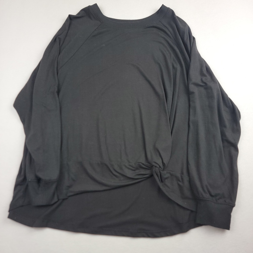Time and Tru Women XXL Black Long Sleeve Knot Front High Low Top TT14100095578